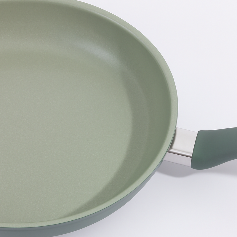 Gibson Home Barnsdall 12" Aluminum Frying Pan - Sage - Non-Stick Interior - Color Exterior - Soft Touch Handle - Color Label