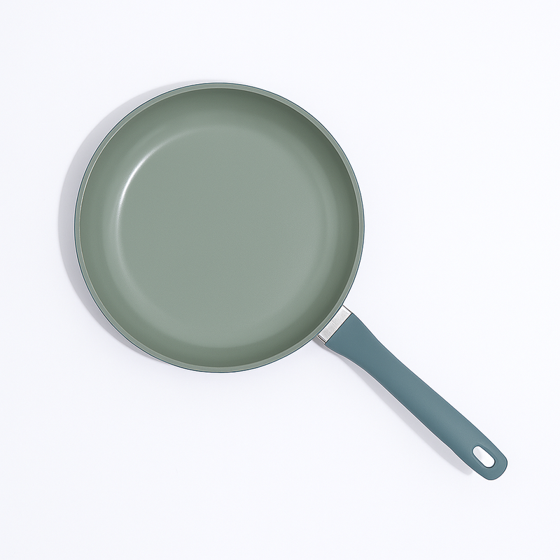 Gibson Home Barnsdall 12" Aluminum Frying Pan - Sage - Non-Stick Interior - Color Exterior - Soft Touch Handle - Color Label