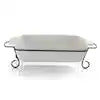 Gibson Elite Gracious Dining 15.5" Rectangular Stoneware Baker w/ Metal Rack - Gift Box
