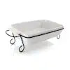 Gibson Elite Gracious Dining 15.5" Rectangular Stoneware Baker w/ Metal Rack - Gift Box